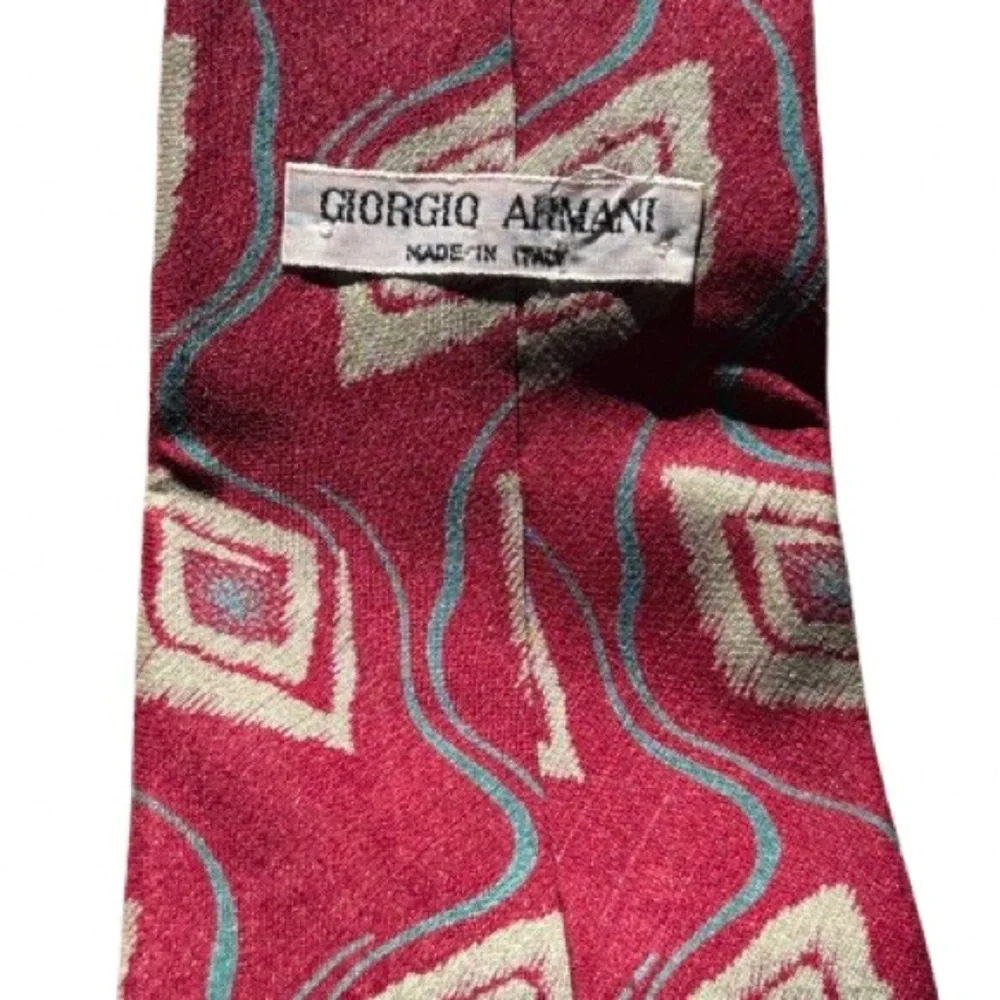 Giorgio Armani Red and White Patterned Tie